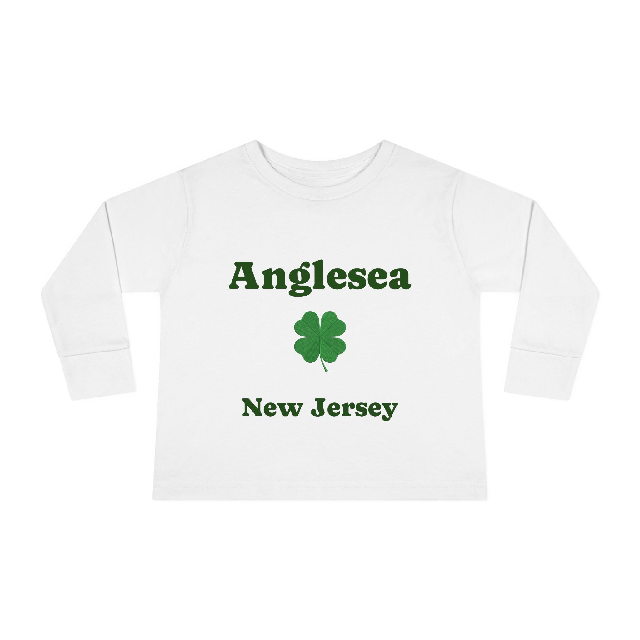 Anglesea New Jersey Toddler Long Sleeve Tee — American Flag Clover Beach Town Shirt