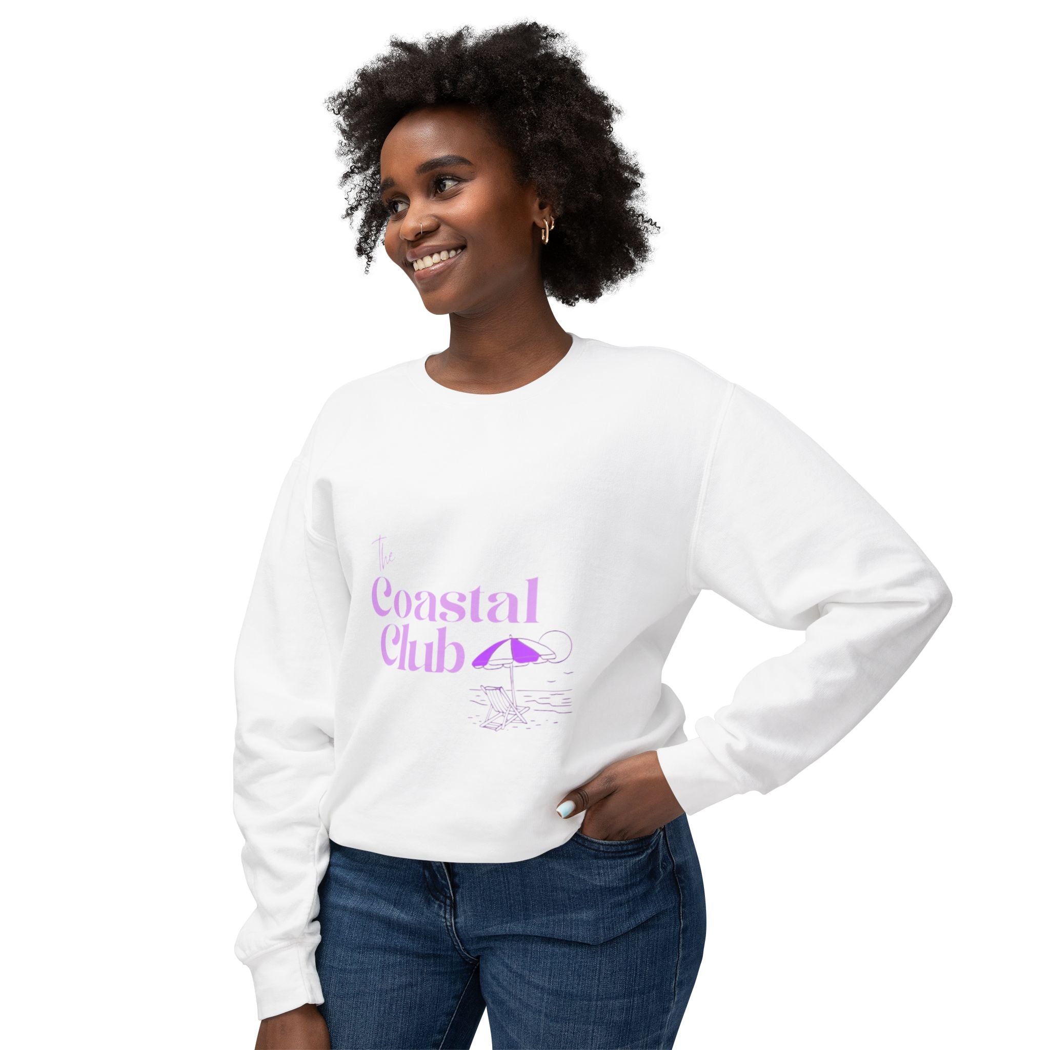 Coastal Club Crewneck Sweatshirt — Pastel Beach Vibes